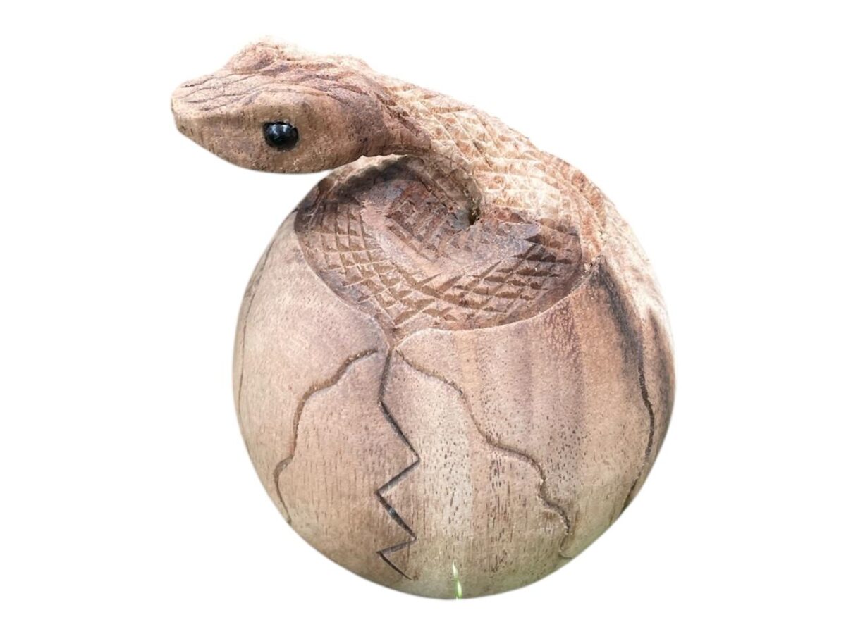 Handcrafted snake wood carving