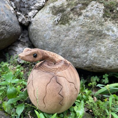 Handcrafted snake wood carving