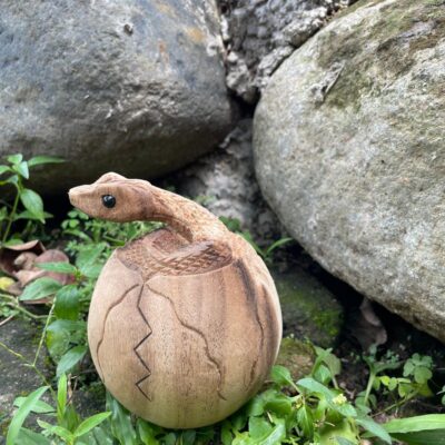 Handcrafted snake wood carving