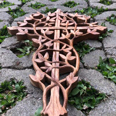 Wooden Cross Tree of Life Wall Hanging