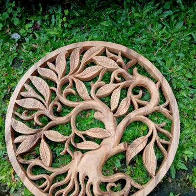 Tree Of Life Wall Art Decor Tree of Life Wall Art Round Wood Carving | Boho Rustic Wall Decor  Handmade Balinese Wood Panel  Spiritual Nature Home Accent