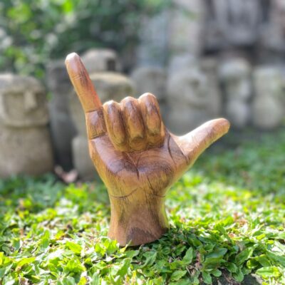Handcrafted Hang Loose  ,Hang Loose Teak, Nature's Gesture, Earthy Shaka Designs