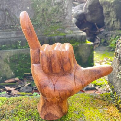 Handcrafted Hang Loose  ,Hang Loose Teak, Nature's Gesture, Earthy Shaka Designs