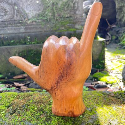Handcrafted Hang Loose  ,Hang Loose Teak, Nature's Gesture, Earthy Shaka Designs