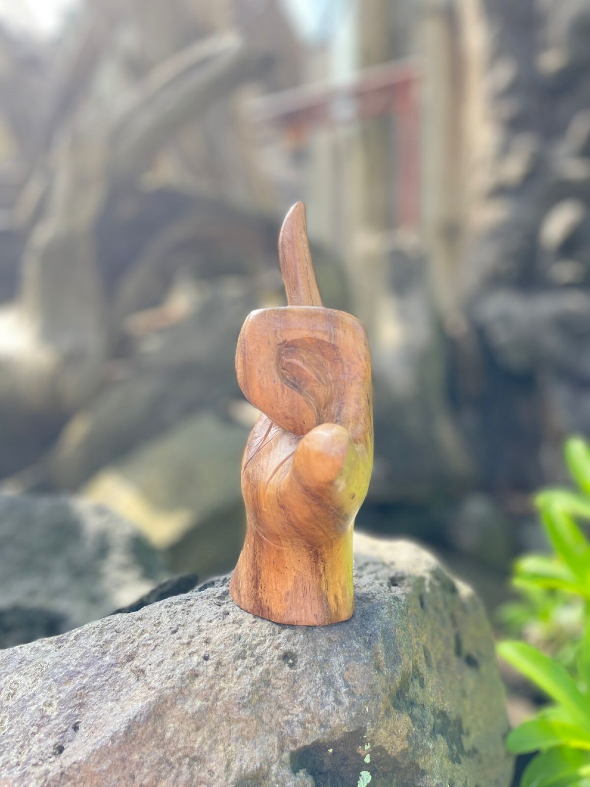 Handcrafted Hang Loose  ,Hang Loose Teak, Nature's Gesture, Earthy Shaka Designs