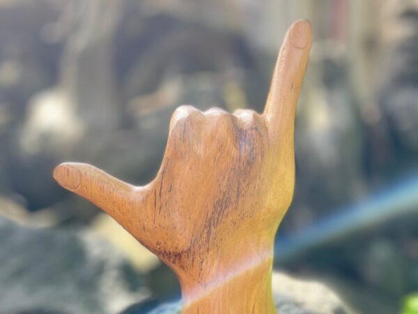 Handcrafted Hang Loose  ,Hang Loose Teak, Nature's Gesture, Earthy Shaka Designs