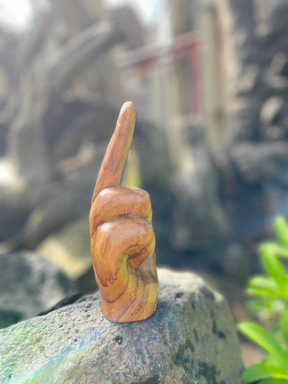Handcrafted Hang Loose  ,Hang Loose Teak, Nature's Gesture, Earthy Shaka Designs