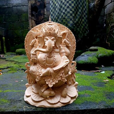 Ganesha Wood Carving,HandCarved Wooden Ganesha Statue,Hindu God of Wisdom & Prosperity