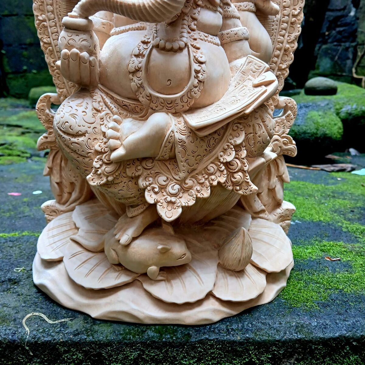 Ganesha Wood Carving,HandCarved Wooden Ganesha Statue,Hindu God of Wisdom & Prosperity