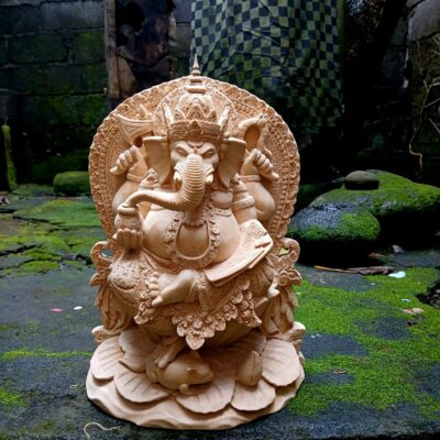 Ganesha Wood Carving,HandCarved Wooden Ganesha Statue,Hindu God of Wisdom & Prosperity
