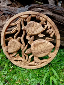 Handmade Frangipani (Plumeria) Wall Art – Balinese Wood Carving – Floral Wall Decor – Tropical Home