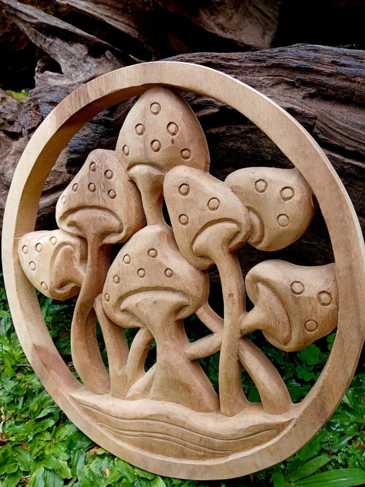 Mushroom Wood Wall Art ,Wooden Mushroom Wall Hanging