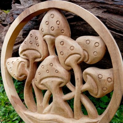 Mushroom Wood Wall Art ,Wooden Mushroom Wall Hanging
