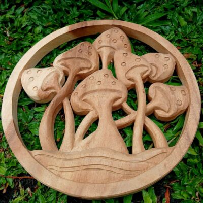 Mushroom Wood Wall Art ,Wooden Mushroom Wall Hanging