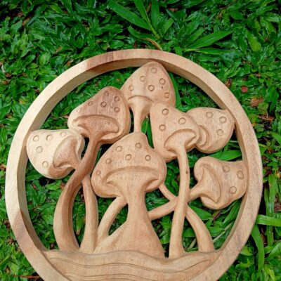 Mushroom Wood Wall Art ,Wooden Mushroom Wall Hanging
