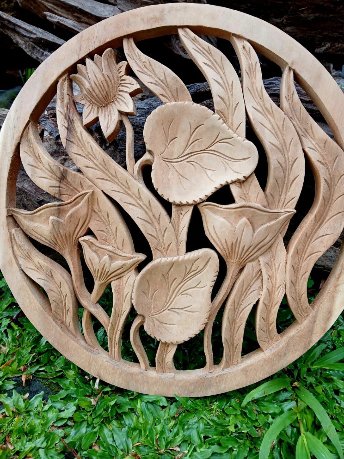 HandmadeWooden Lotus Flower Wall Decor ,Rustic Boho Wall Art,Lotus Flower Wood Wall Decor