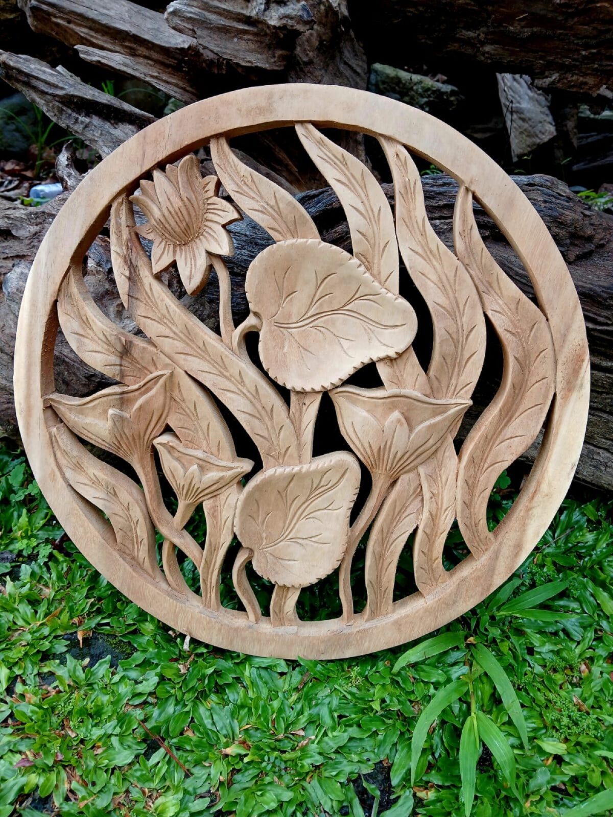 HandmadeWooden Lotus Flower Wall Decor ,Rustic Boho Wall Art,Lotus Flower Wood Wall Decor