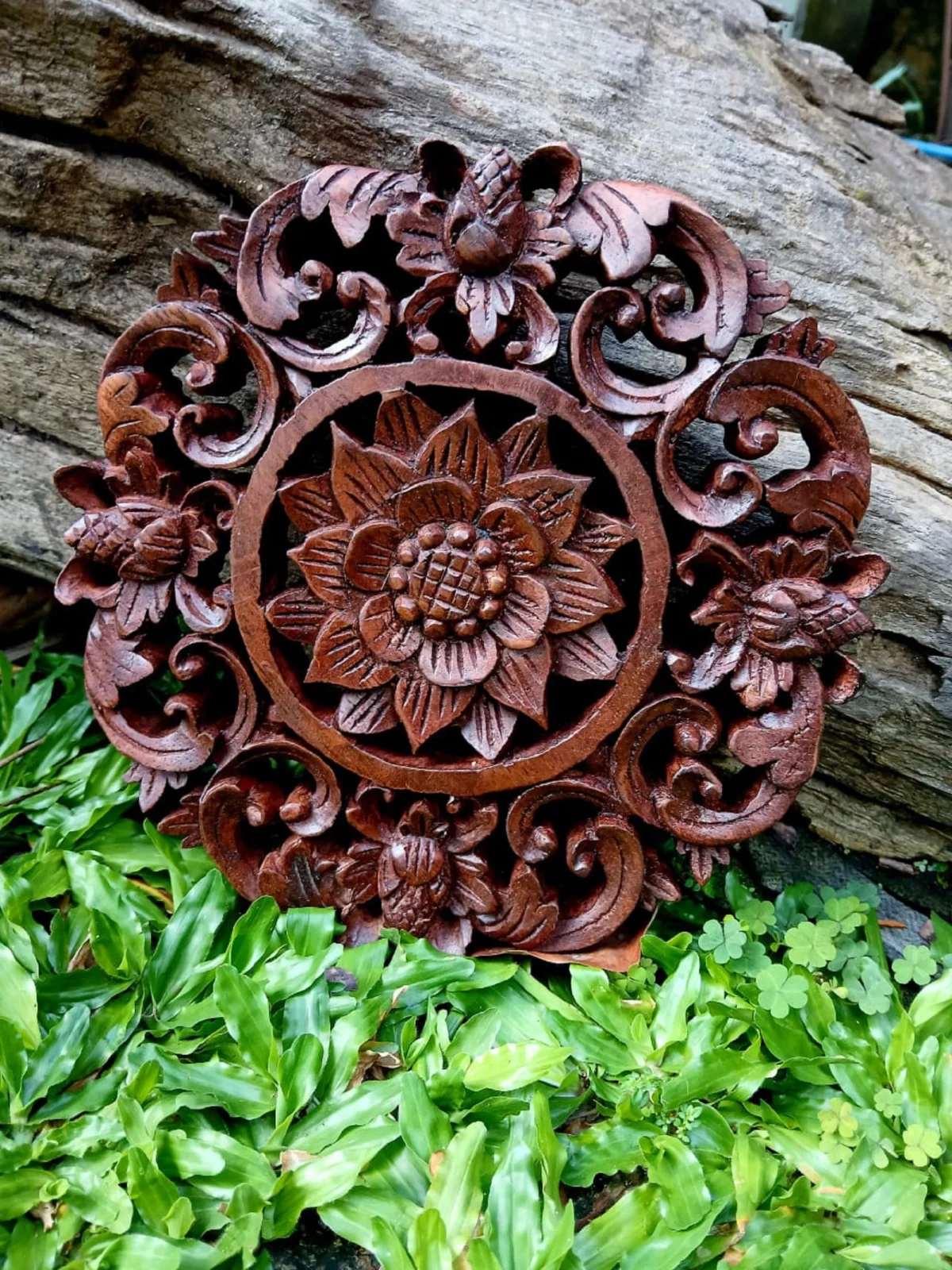 Balinese Carving,Wood Wall Decor,Balinese Styl,Balinese Wood Wall Art Hand-Carved Floral Panel