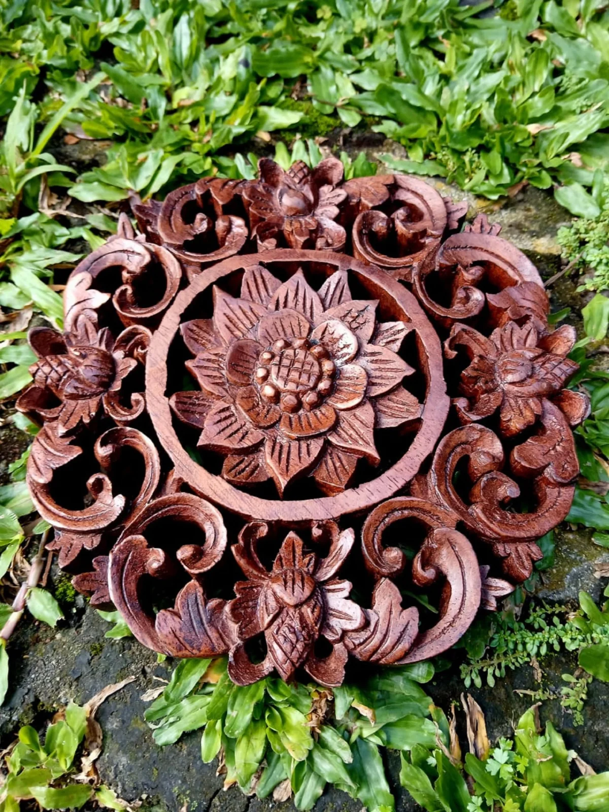 Balinese Carving,Wood Wall Decor,Balinese Styl,Balinese Wood Wall Art Hand-Carved Floral Panel