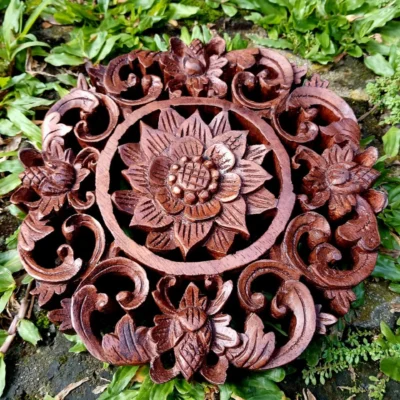 Balinese Carving,Wood Wall Decor,Balinese Styl,Balinese Wood Wall Art Hand-Carved Floral Panel