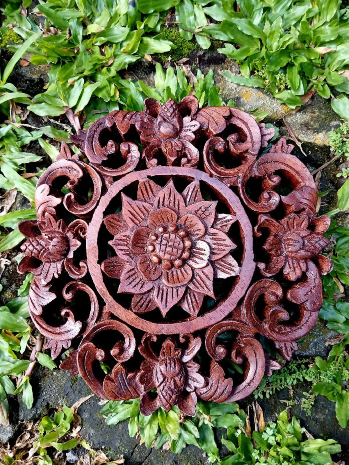 Balinese Carving,Wood Wall Decor,Balinese Styl,Balinese Wood Wall Art Hand-Carved Floral Panel