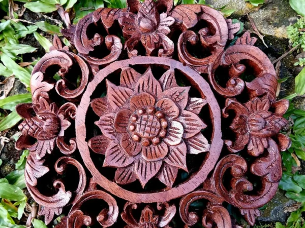 Balinese Carving,Wood Wall Decor,Balinese Styl,Balinese Wood Wall Art Hand-Carved Floral Panel