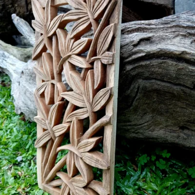 Bamboo Wall Decor Handmade Balinese Carving Natural Boho Wall Art  Tropical Bamboo Panel