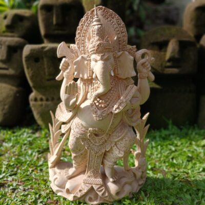 Hand-Carved Wood Ganesha Statue, Home Decor, Temple Sculpture, Gift for Good Luck & Prosperity”