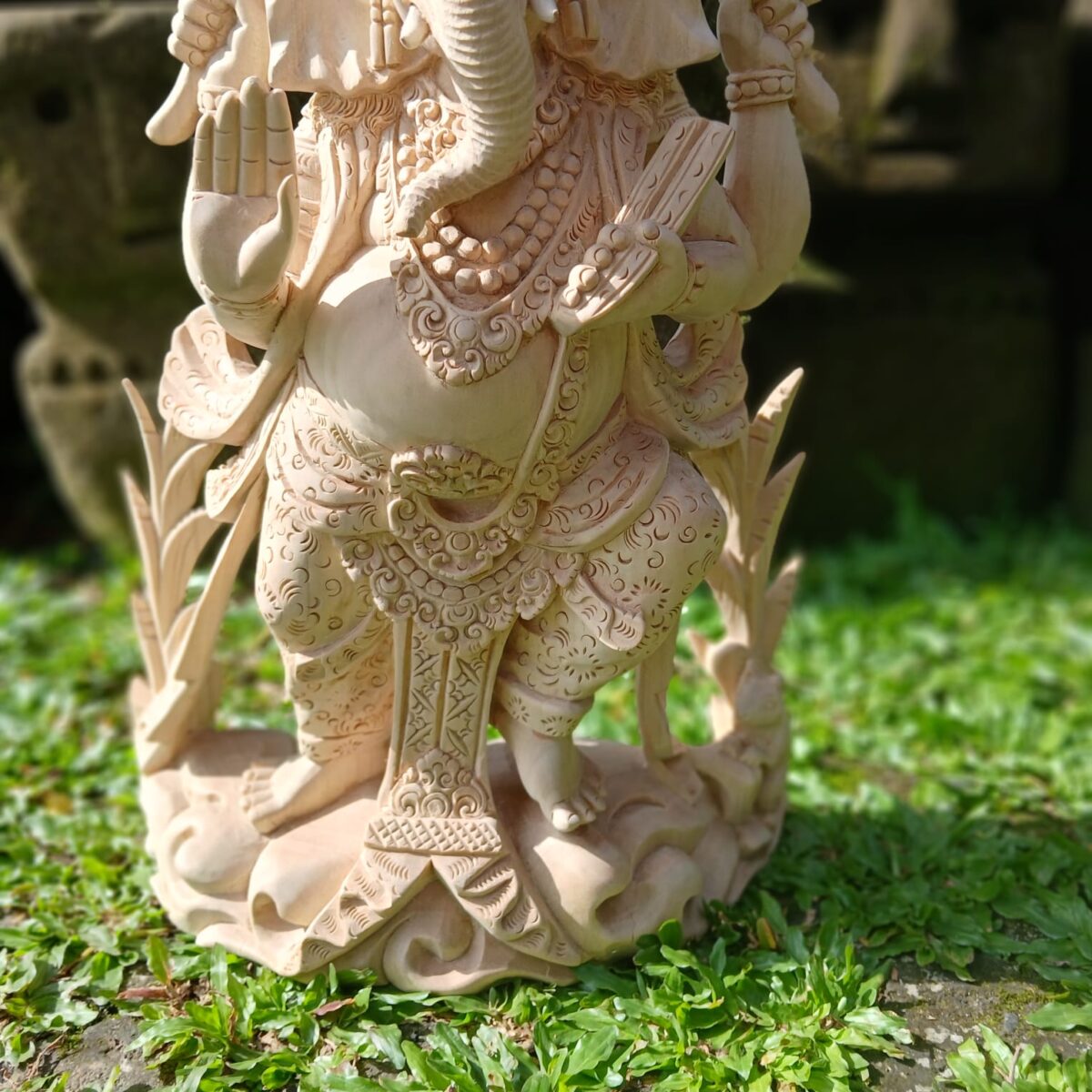 Hand-Carved Wood Ganesha Statue, Home Decor, Temple Sculpture, Gift for Good Luck & Prosperity”