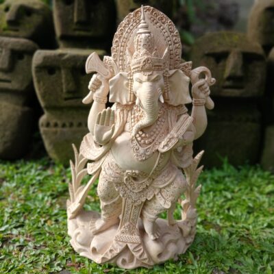 Hand-Carved Wood Ganesha Statue, Home Decor, Temple Sculpture, Gift for Good Luck & Prosperity”