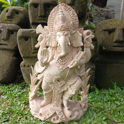 Hand-Carved Wood Ganesha Statue, Home Decor, Temple Sculpture, Gift for Good Luck & Prosperity”