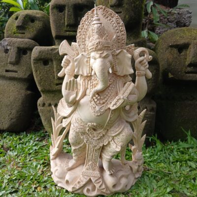 Hand-Carved Wood Ganesha Statue, Home Decor, Temple Sculpture, Gift for Good Luck & Prosperity”