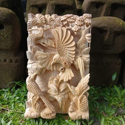 Hand Carved Wooden Bird Wall Art  Rustic Nature Decor  Wildlife Wood Carving