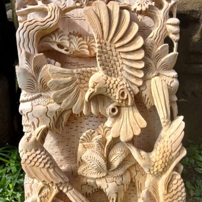 Hand Carved Wooden Bird Wall Art  Rustic Nature Decor  Wildlife Wood Carving
