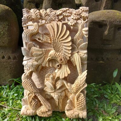 Hand Carved Wooden Bird Wall Art  Rustic Nature Decor  Wildlife Wood Carving