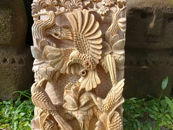 Hand Carved Wooden Bird Wall Art  Rustic Nature Decor  Wildlife Wood Carving