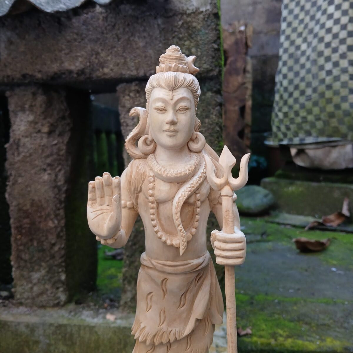 Hand Carved Wooden Siwa Statue Balinese Lord Shiva Sculpture Hindu Home Decor
