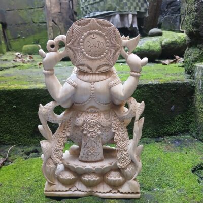 Hand Carved Wooden Ganesha Statue ,Hindu Elephant God Sculpture ,Ganesh Home Decor