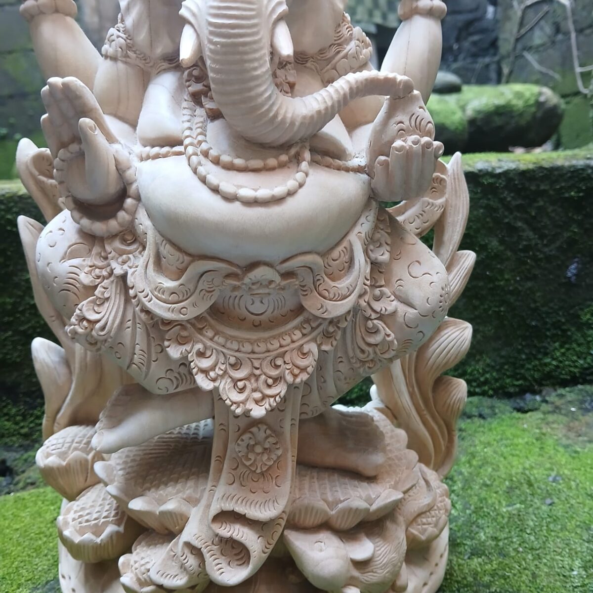 Hand Carved Wooden Ganesha Statue ,Hindu Elephant God Sculpture ,Ganesh Home Decor