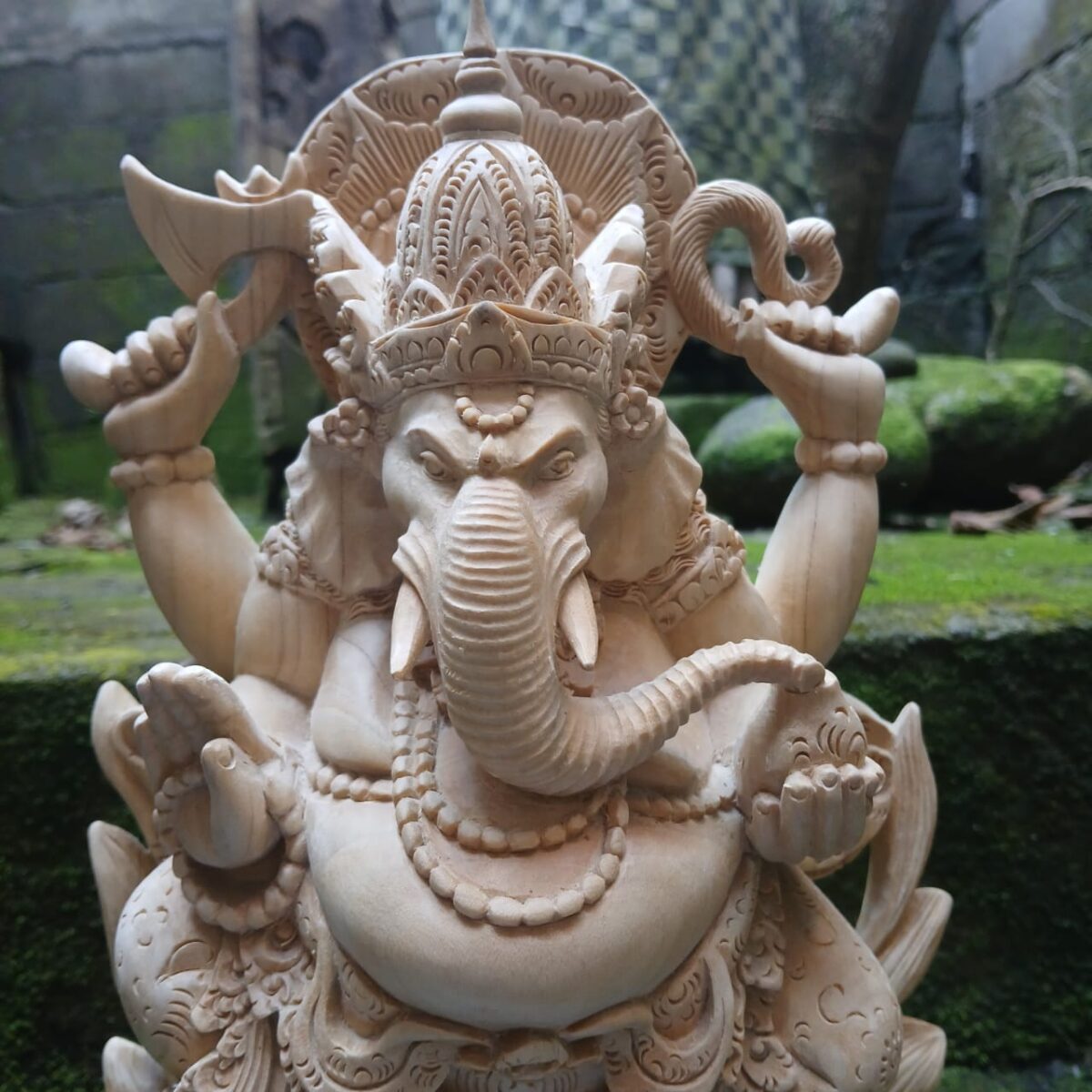 Hand Carved Wooden Ganesha Statue ,Hindu Elephant God Sculpture ,Ganesh Home Decor