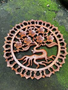 Balinese Pranjipane Flower Wood Wall Carving – Handcrafted Home Decor,Balinese Wall Art Decor,Bali Handmade Wood Wall Art
