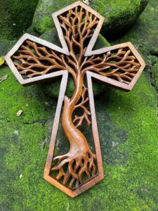 Tree of life christian cross, Hand carved cross,wood carving,hand made ,wall art,wall decoration,BalineseWoodCarving