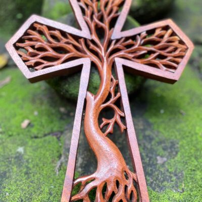 Tree of life christian cross, Hand carved cross,wood carving,hand made ,wall art,wall decoration,BalineseWoodCarving