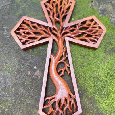 Tree of life christian cross, Hand carved cross,wood carving,hand made ,wall art,wall decoration,BalineseWoodCarving