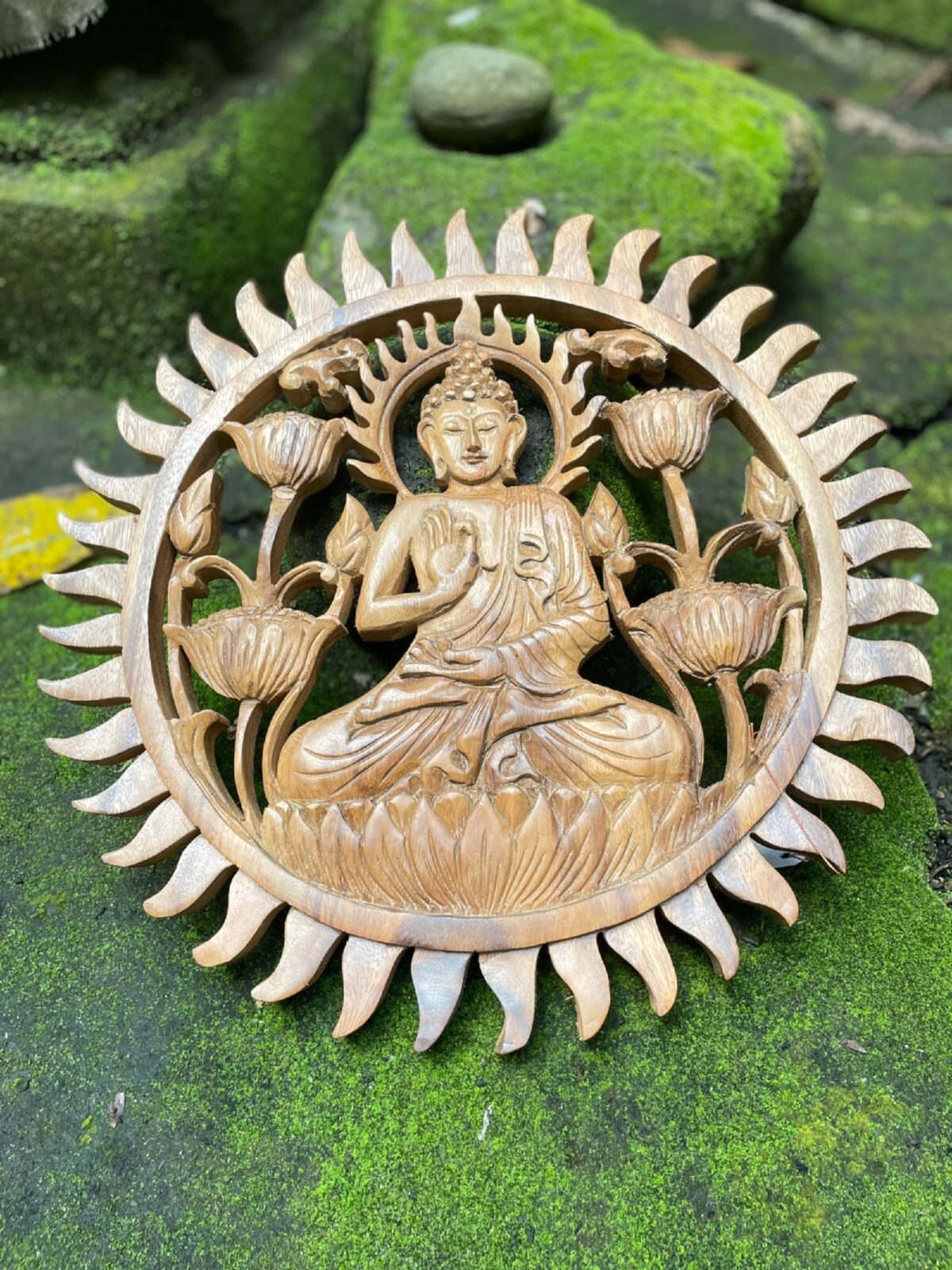 WhatsApp Image 2025-07-26 at 11.58.26 (2) Buddha Wood Wall Art Hand Carved Wooden Wall Decor Spiritual Zen Home Decor Meditation Room Accent Boho Buddha Wall Hanging