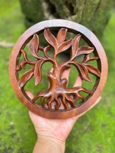 Balinese Wood Carving Wall Art Handcrafted Bali Decor Boho Wall Hanging