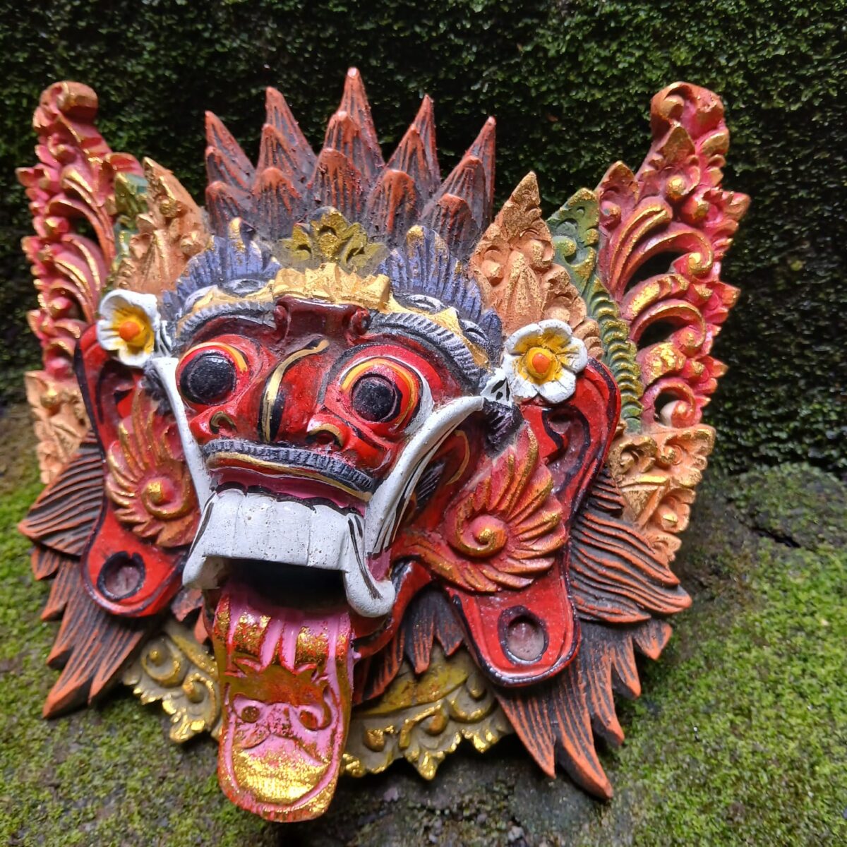 Balinese Rangda Mask ,Wood Carving Hand Carved Wall Decor, Balinese Demon Queen Rangda Mask ,Handmade Wooden Wall Art