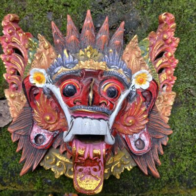Balinese Rangda Mask ,Wood Carving Hand Carved Wall Decor, Balinese Demon Queen Rangda Mask ,Handmade Wooden Wall Art