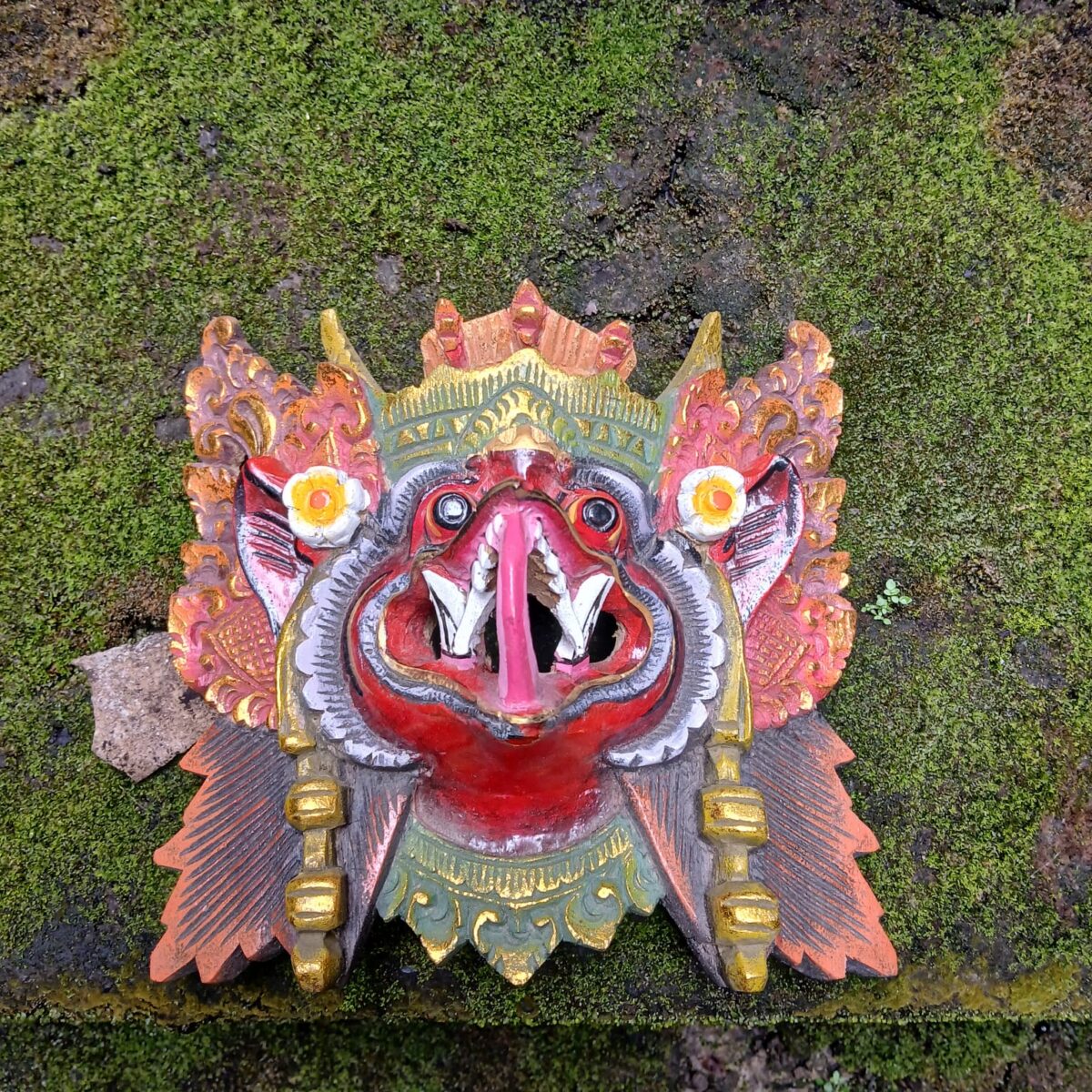Garuda Mask Wood Carving,Balinese Wall Decor, Hand-Carved Mythical Bird Art