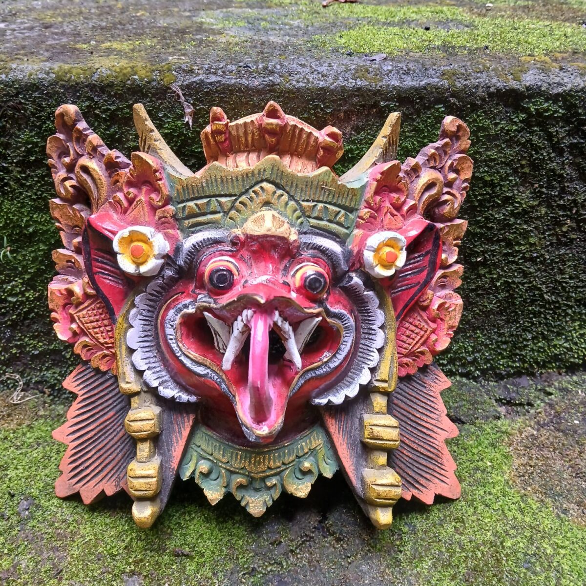 Garuda Mask Wood Carving,Balinese Wall Decor, Hand-Carved Mythical Bird Art
